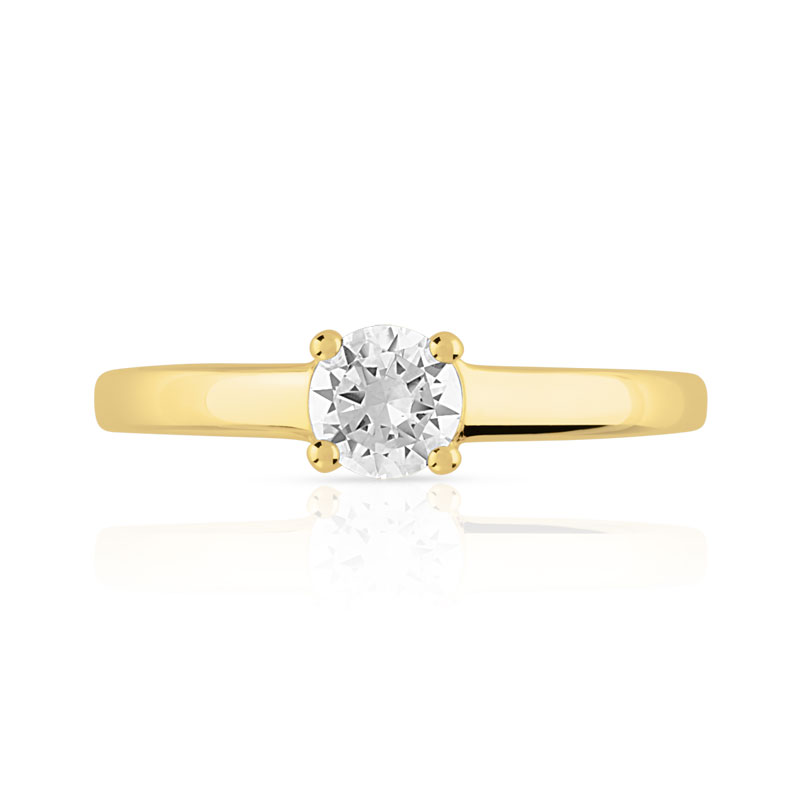 Bague solitaire or 750 jaune diamant 40/100e de carat
