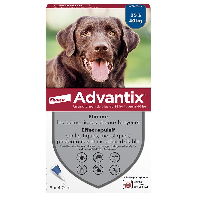 Advantix grand chien, de 25 kg à 40 kg