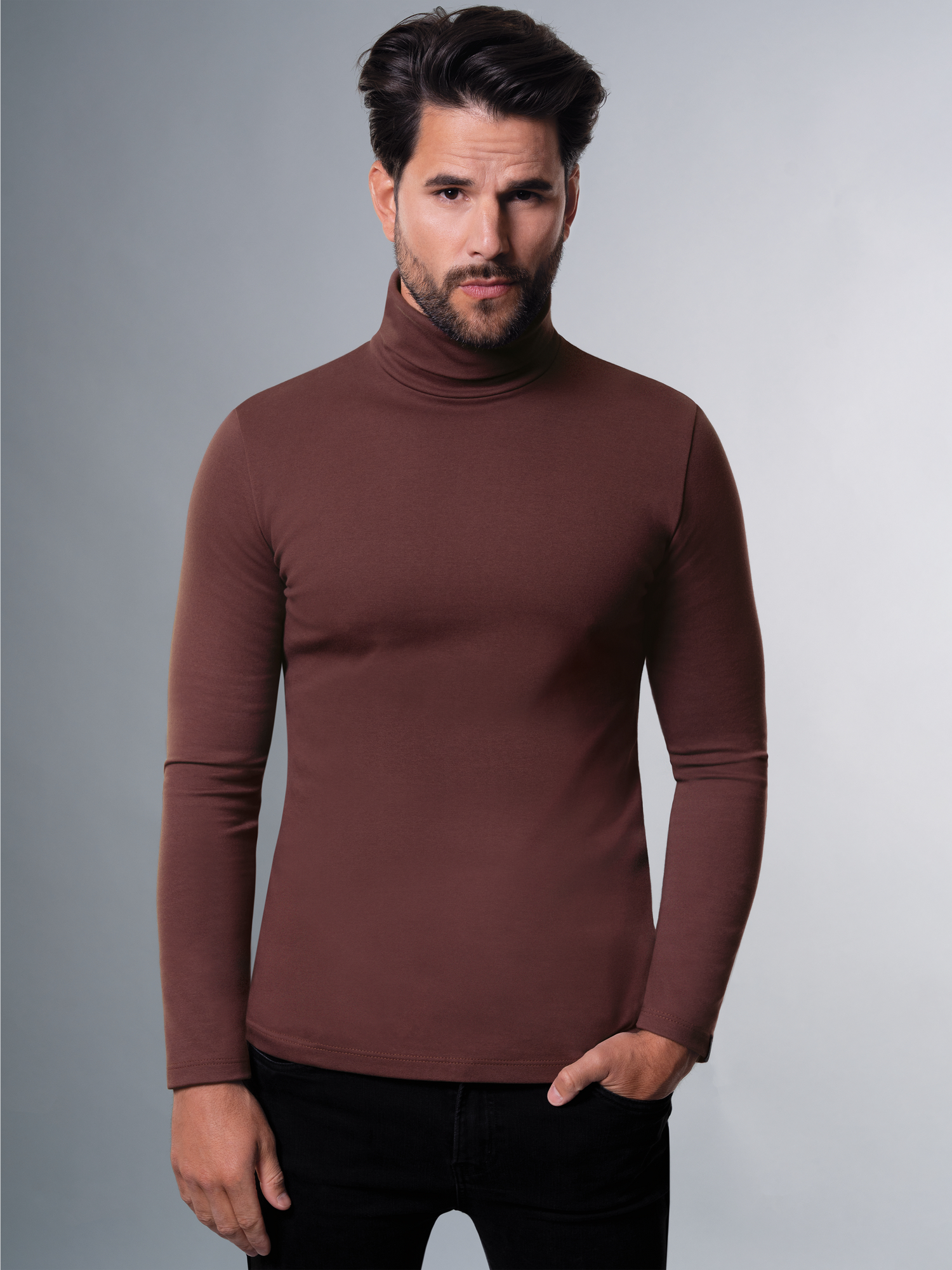 Rollkragenshirt Kastanie