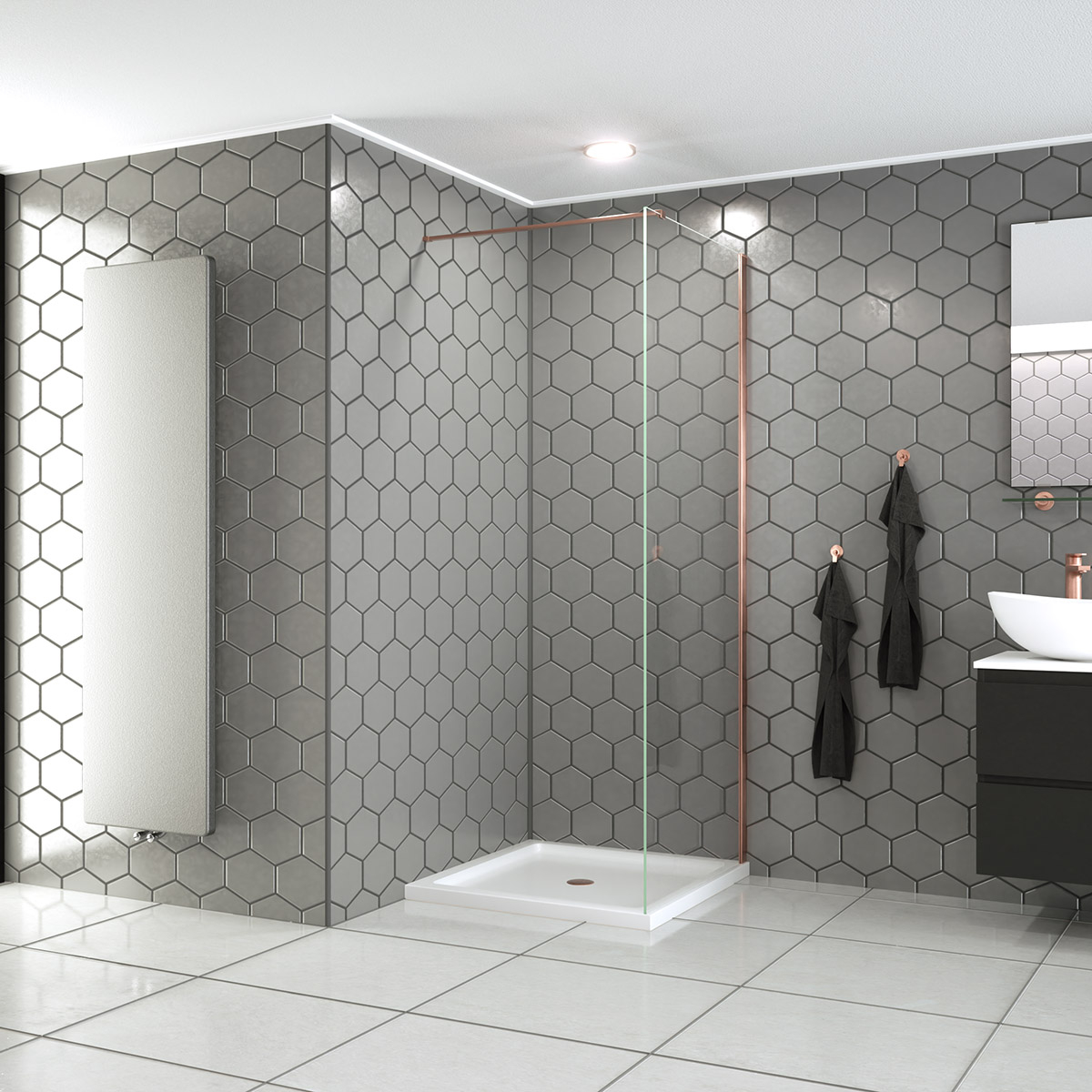 Saniclear Redro Copper douchewand 120cm anti-kalk 8mm geborsteld koper