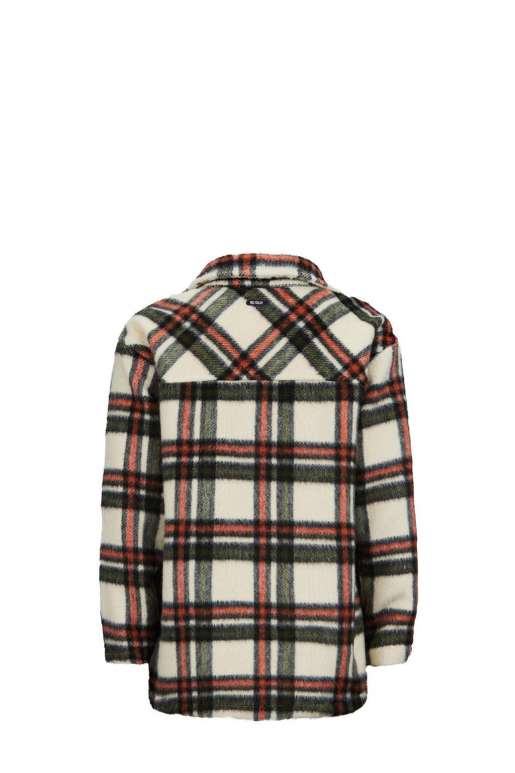 Retour Jeans geruite shacket Linda beige/donkerrood/zwart