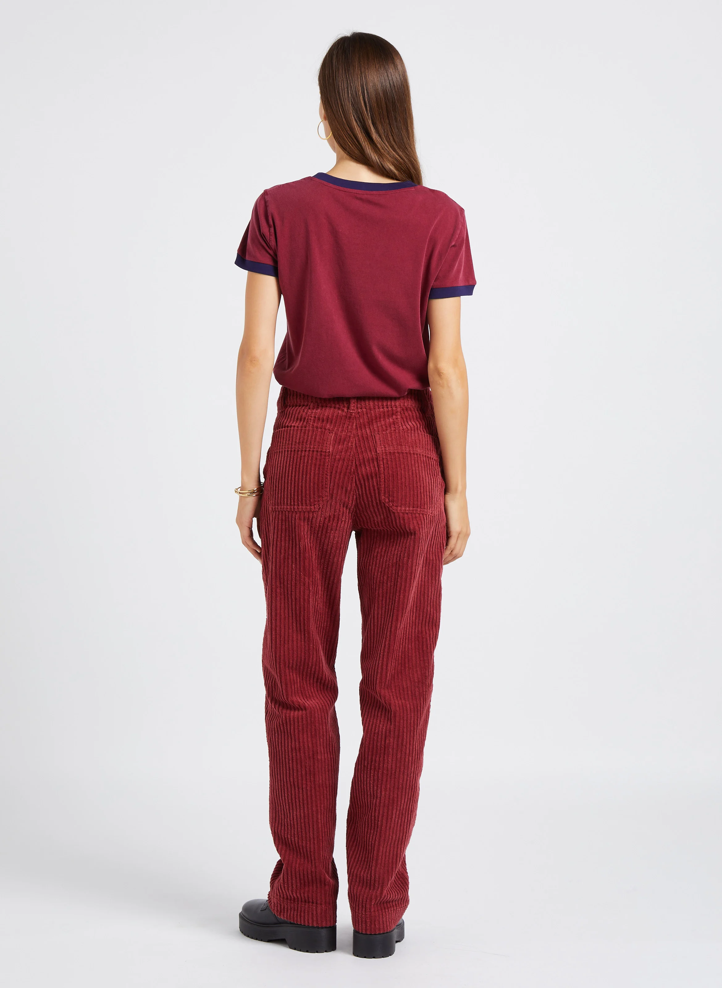 TORO - Tee-shirt col rond sérigraphie velours en coton bio| Rouge