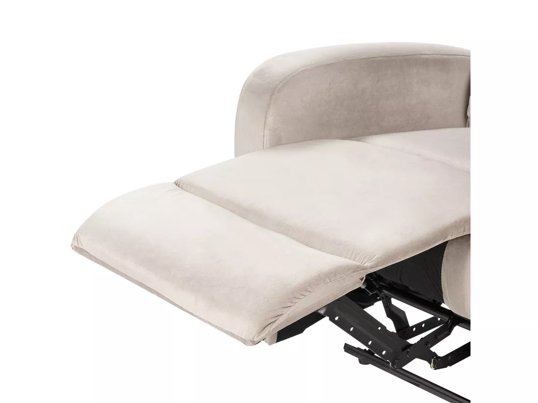 Canapé 3 places inclinable manuellement en velours beige VERDAL