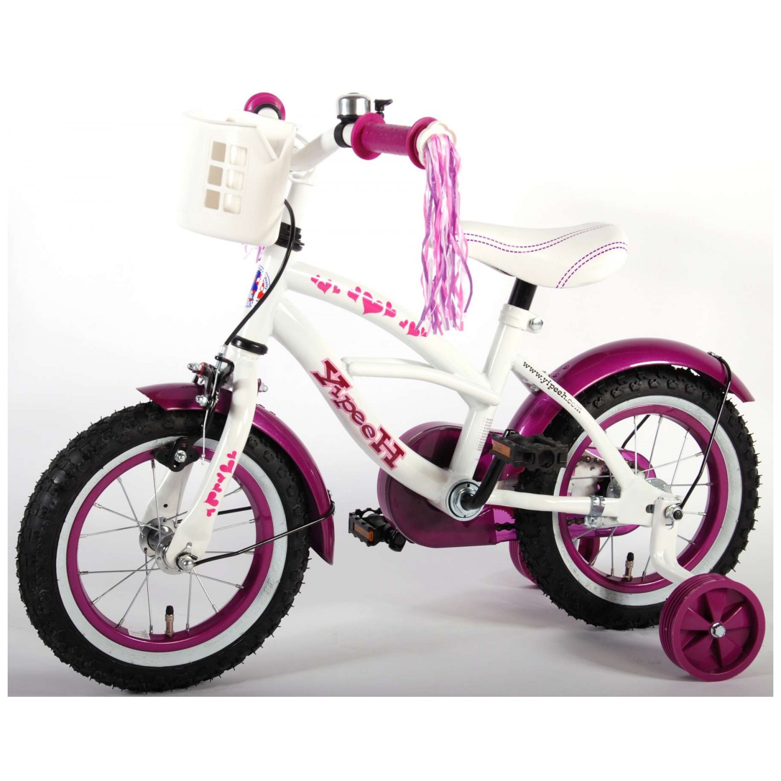 Volare Heart Cruiser Fiets - 12 inch - Wit Paars