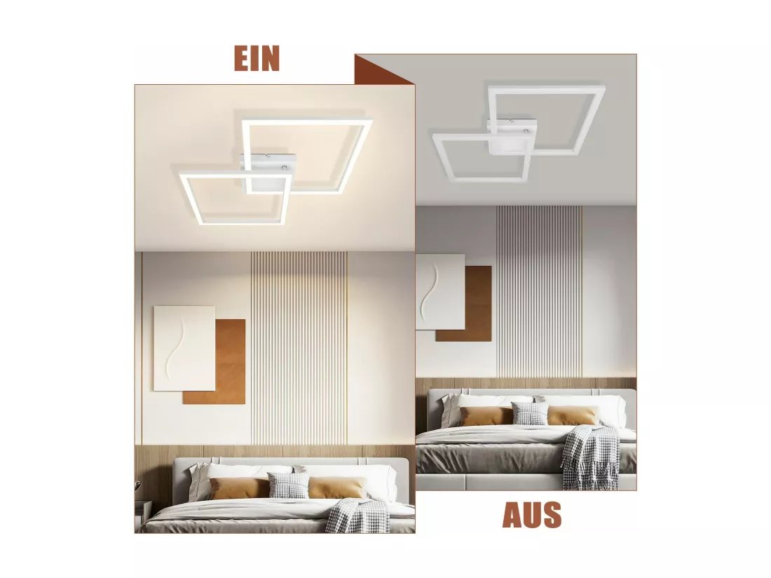 NETTLIFE Plafonnier LED blanc moderne 24W 3000K