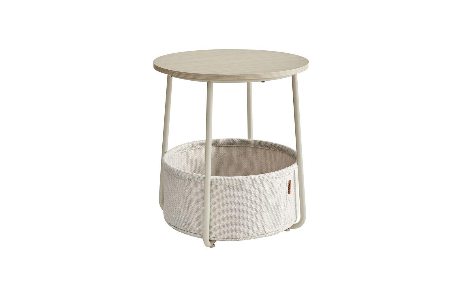 Couchtisch 45 x 51 cm, BeigeWohnzimmertisch mit Ablage & Korb