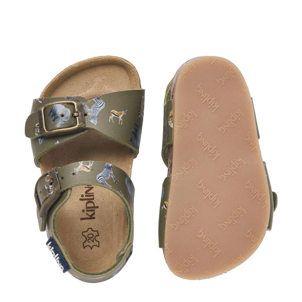Kipling leren sandalen kaki
