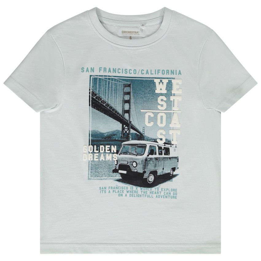 T-shirt manches courtes en jersey print fantaisie pour garçon - Bleu