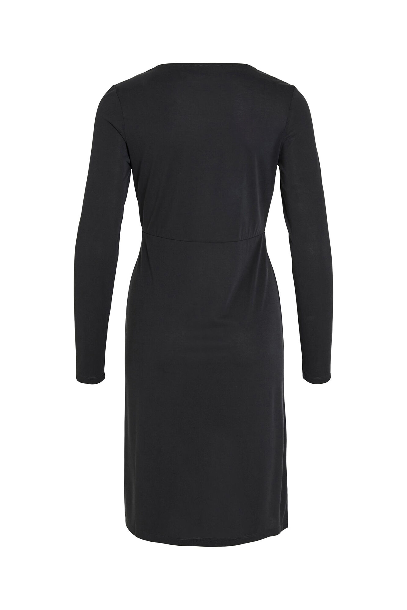 Vestido midi com decote em bico - Preto