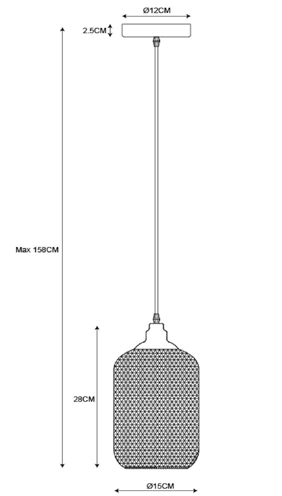 Lucide Mesh hanglamp 15cm 1x E27 zwart