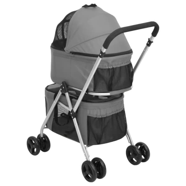 vidaXL Hundevogn 2-lags sammenleggbar grå 83x48x97 cm oxford-stoff