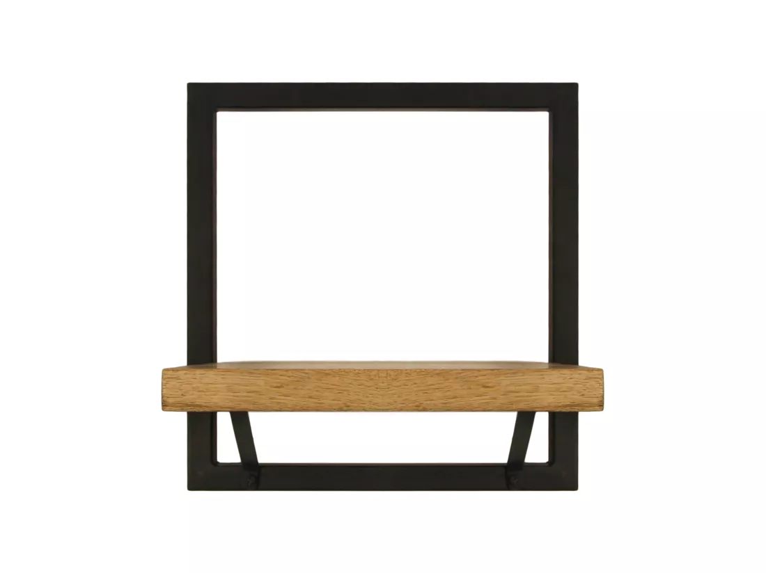 Levels - Étagère murale - bois de manguier et fer - coloris naturel - 32 x 22 x 32 cm
