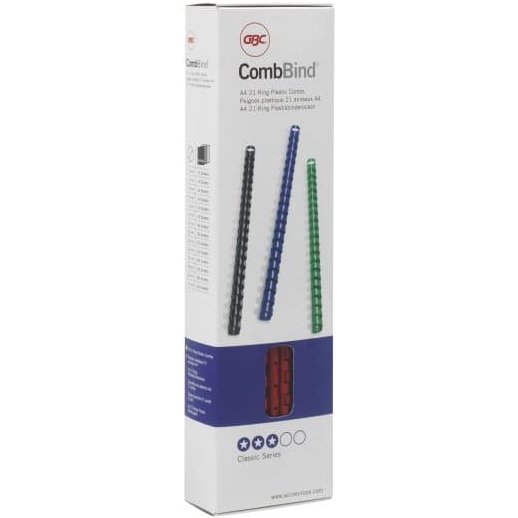 Peignes plastique gbc pour format a4 ï12mm 95 feuilles   coloris blanc boite de 100    unites