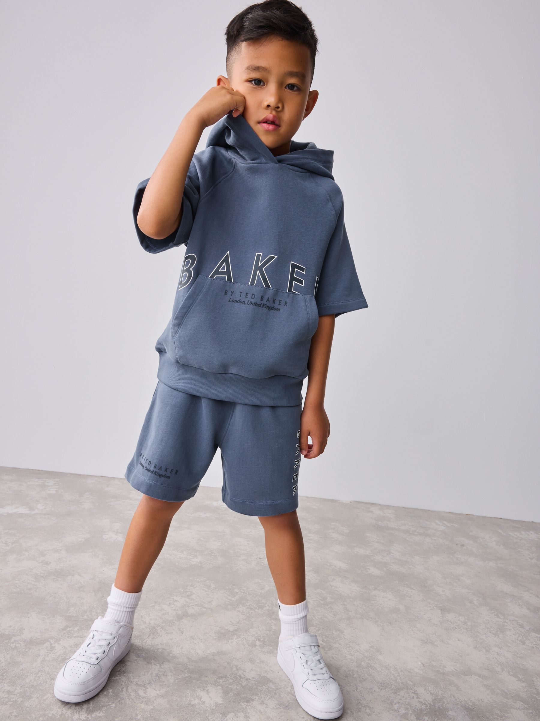 Baker by Ted Baker Blue Short Sleeve Hoodie and Shorts Set