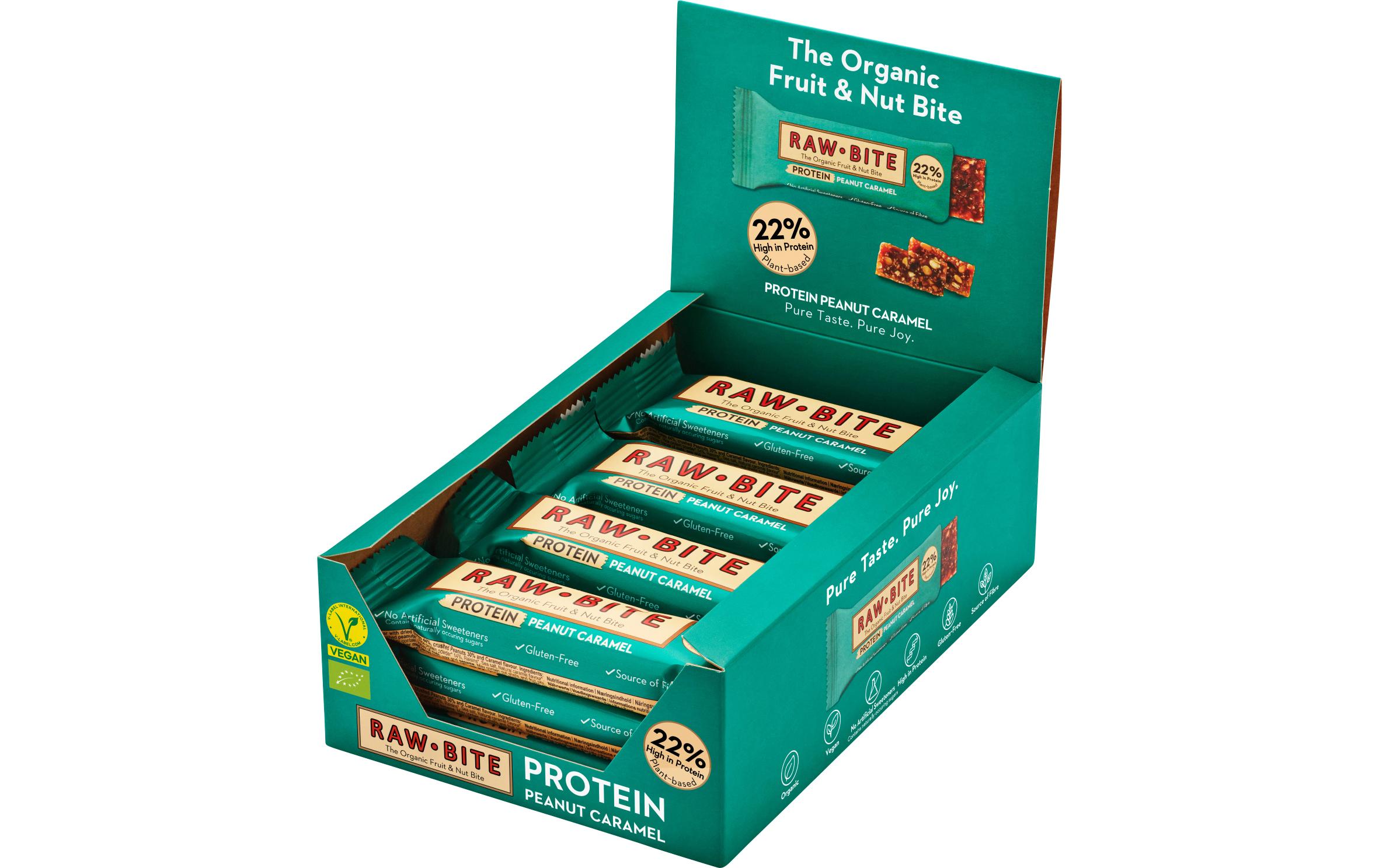 Rohkostriegel Protein Peanut Caramel, 12 x 45gLeckerer Rohkostriegel mit Peanut Caramel