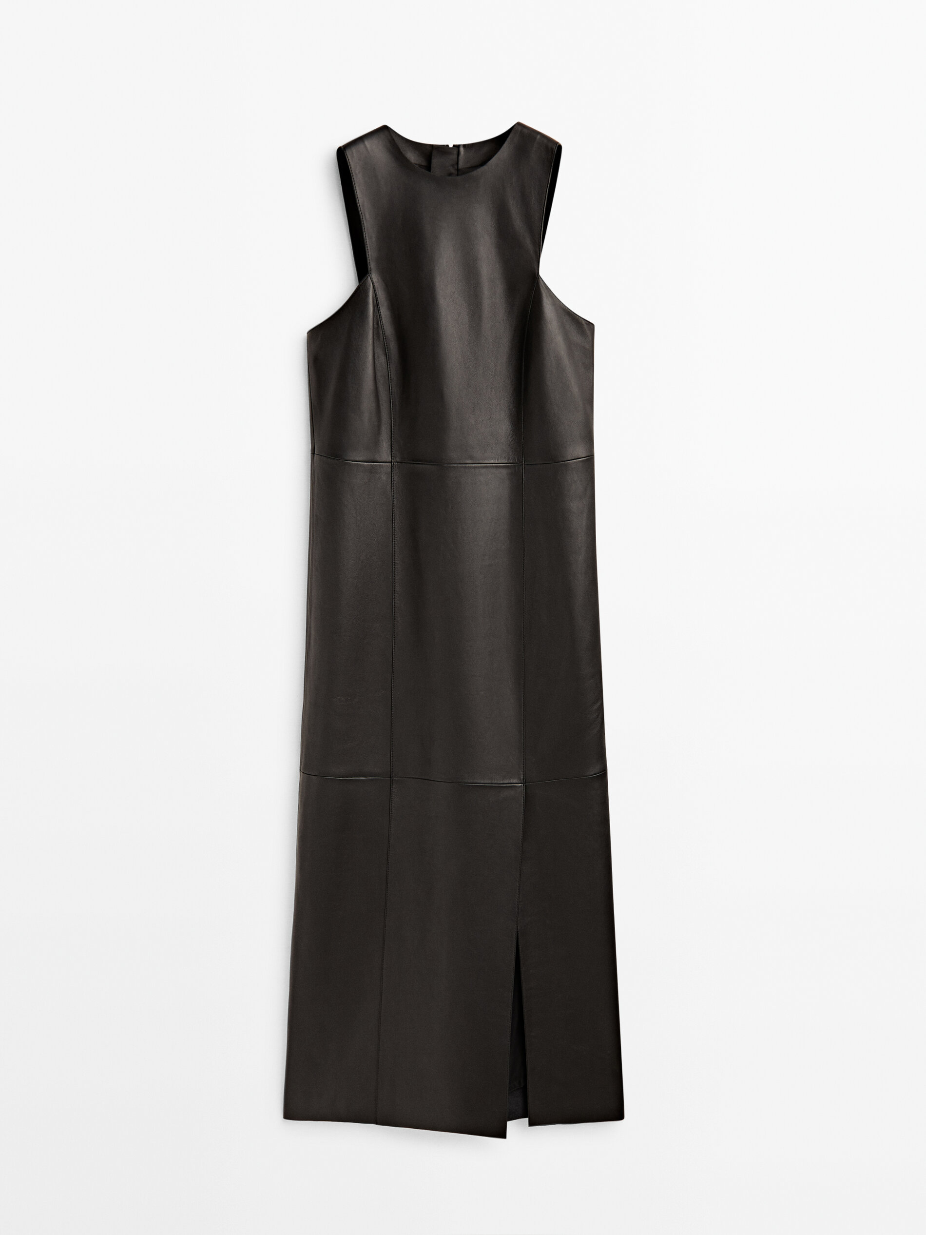 Vestido midi preto sem costura - PRETO