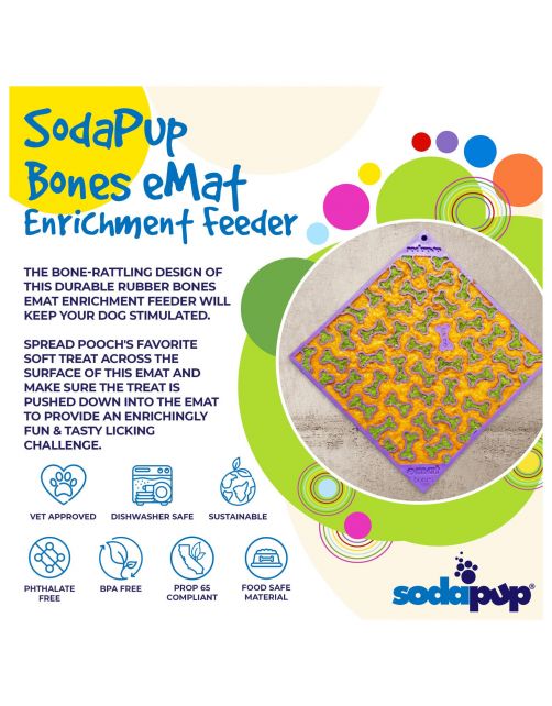 Sodapup Lickmat Bones - Hondenvoerbak - Paars Large