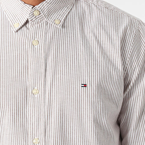 Chemise Manches Longues 1985 Flex Oxford Stripe 0935 Blanc Marron