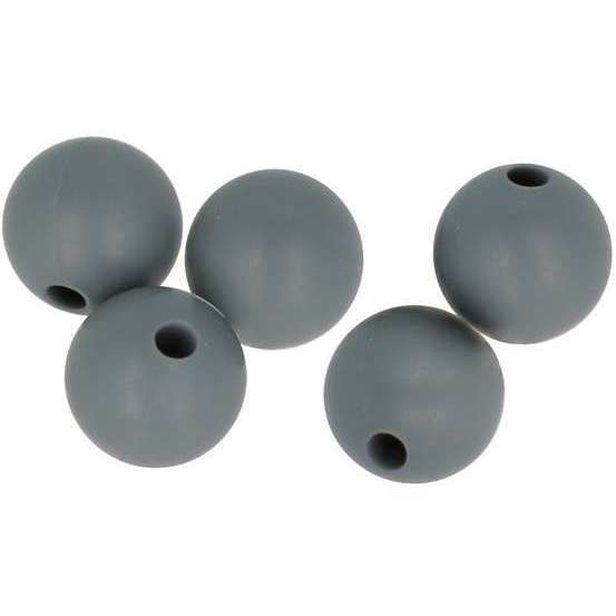 Perles en silicone ronde 10mm gris - 5 pièces