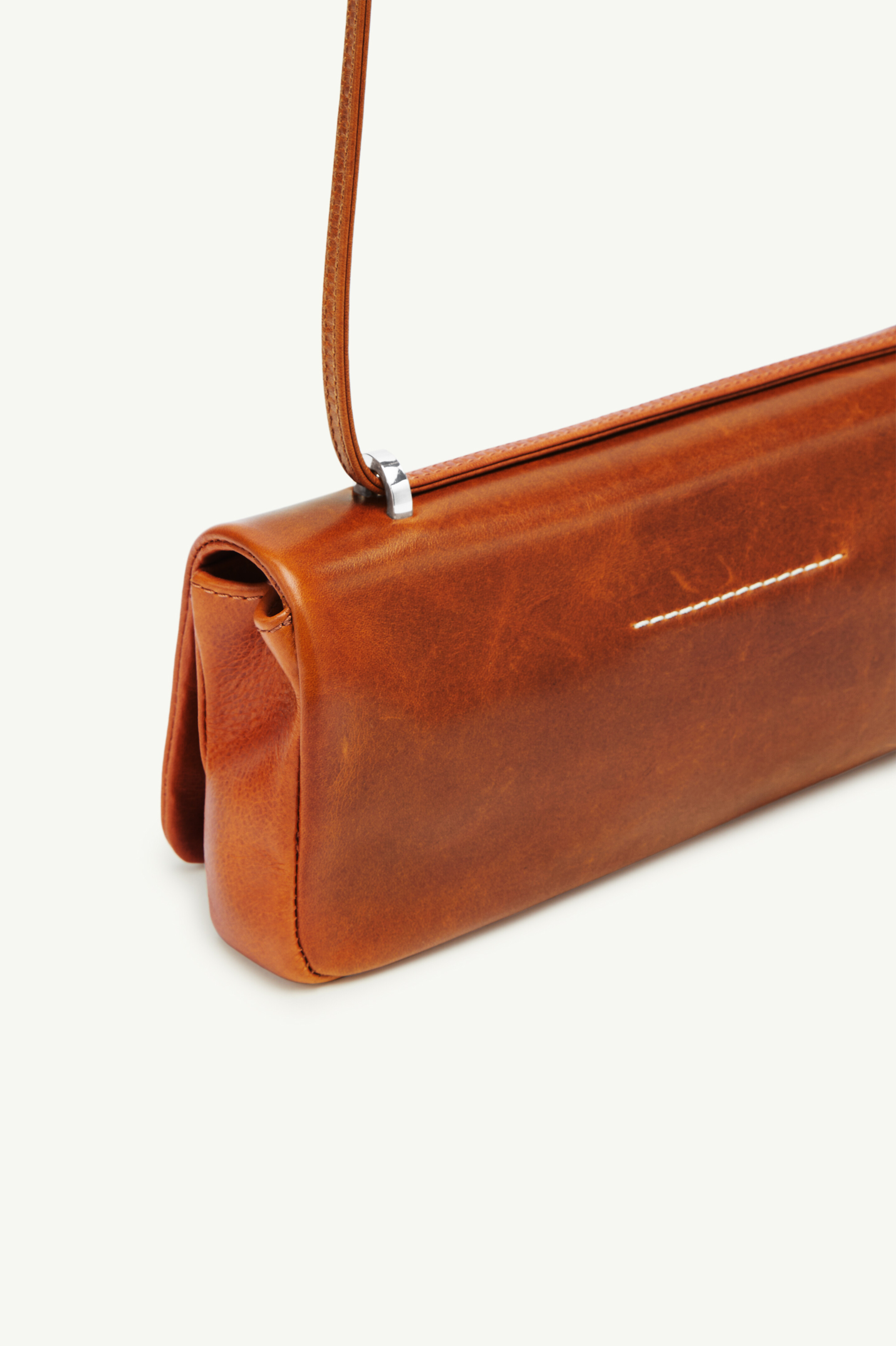 Sac porté épaule rectangulaire Numeric en cuir | MM6 Brun Adobe