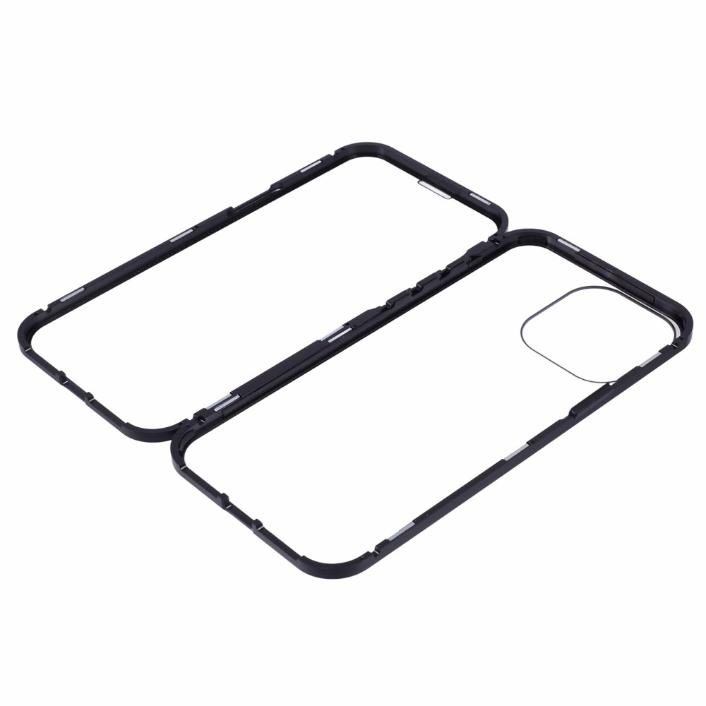 iPhone 16 Pro Magnetische Alu Schutzhülle mit Panzer Glas Backcover   Displayschutz (Magnet-Technologie) - Schwarz