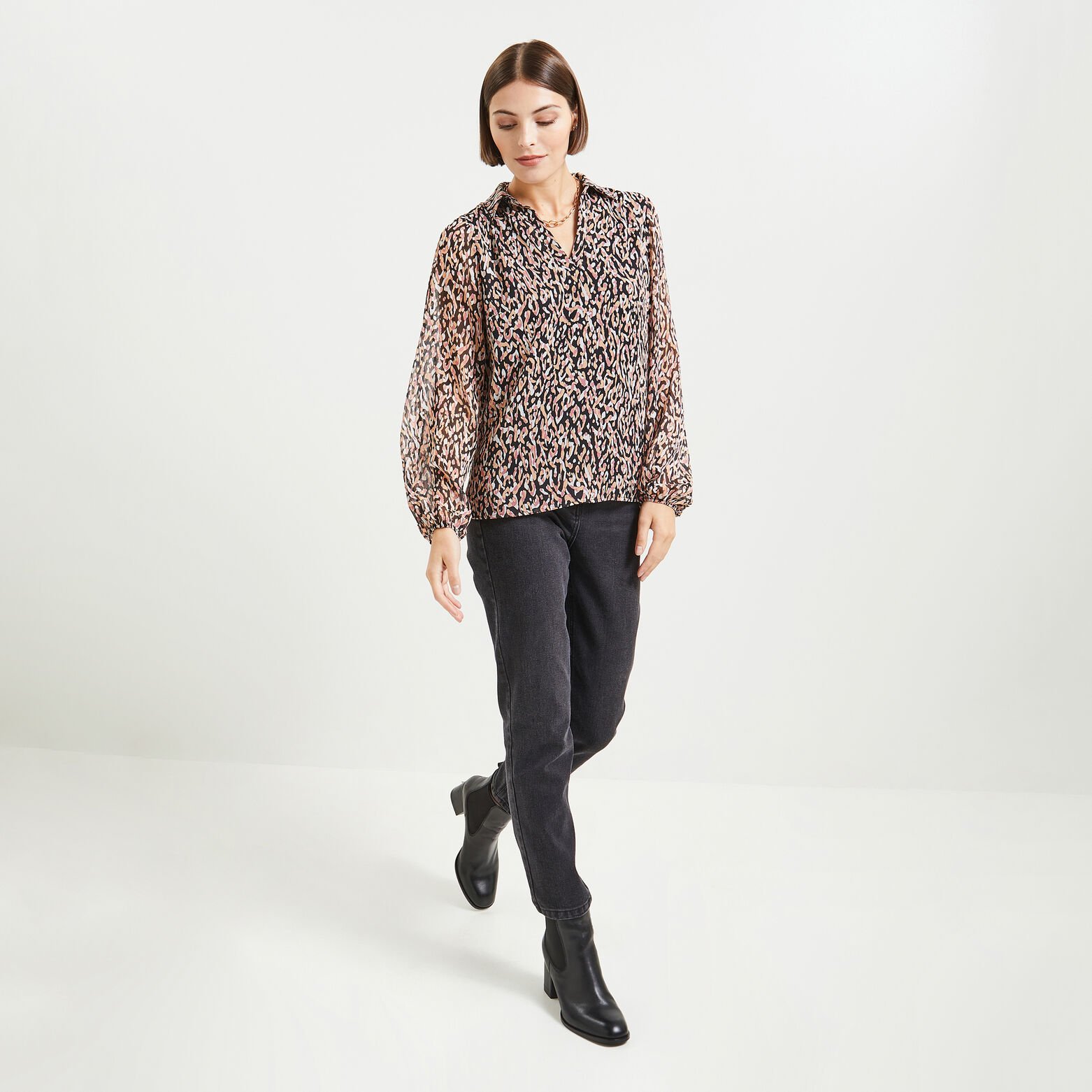 Blouse voile imprimée femme