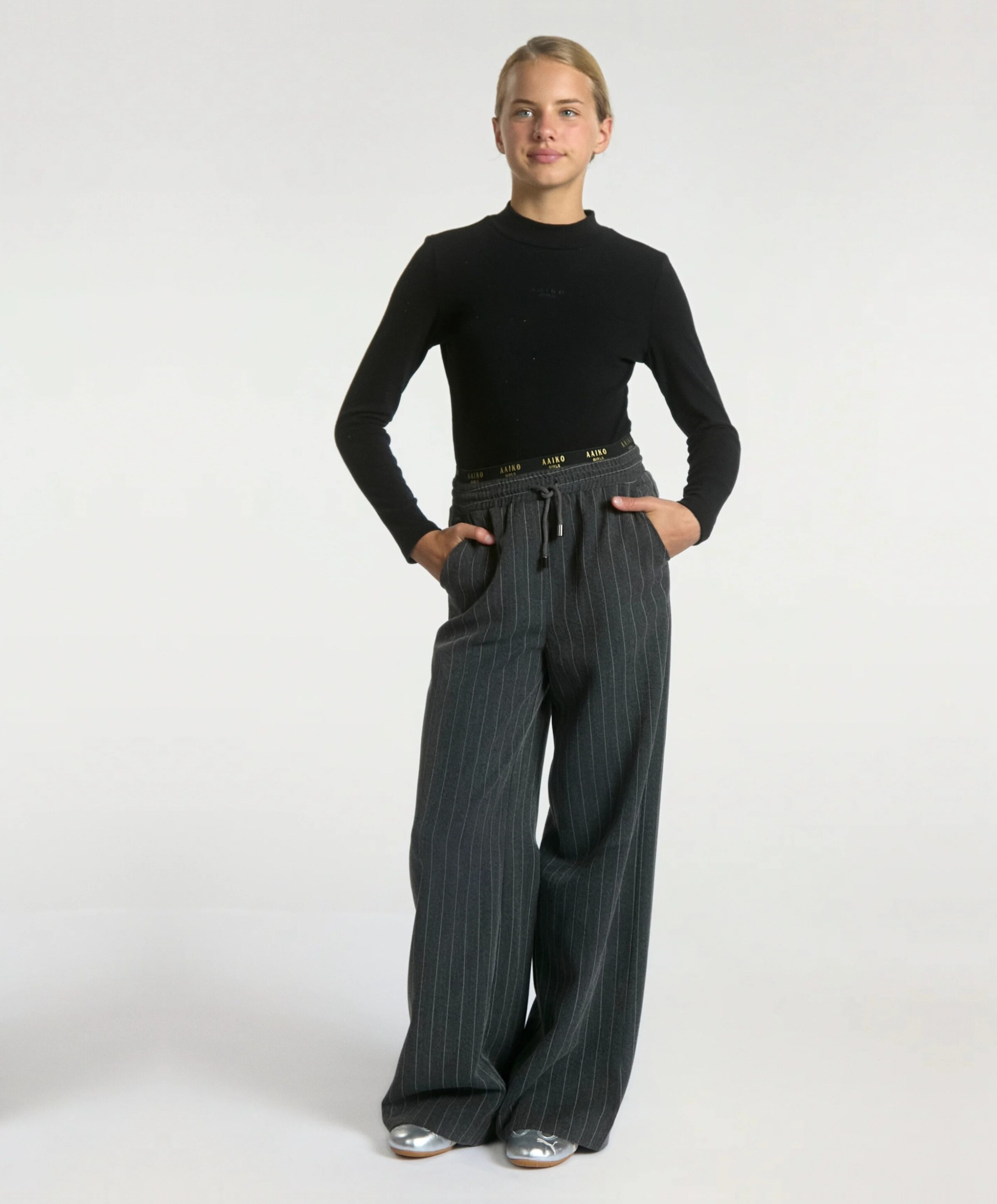 Aaiko Girls ESILA PINSTRIPE VIS 350 G meisjes pantalon grijs