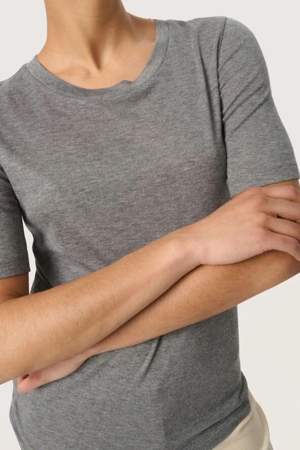 Soaked in Luxury SLFauna Tee SS Grey melange