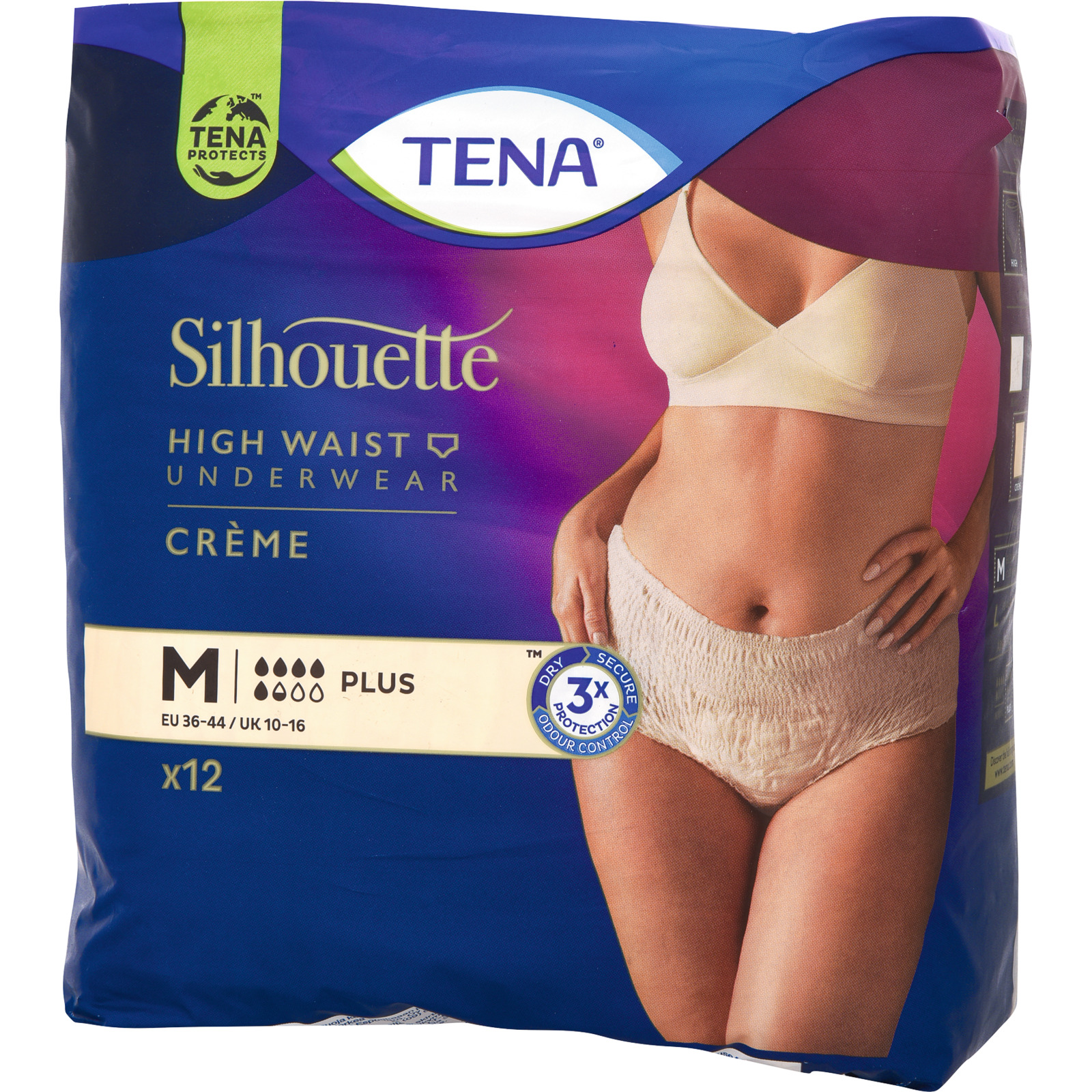 Tena Silhouette Taillenhohe Unterwäsche Crème Plus Gr. M 12 Stück
