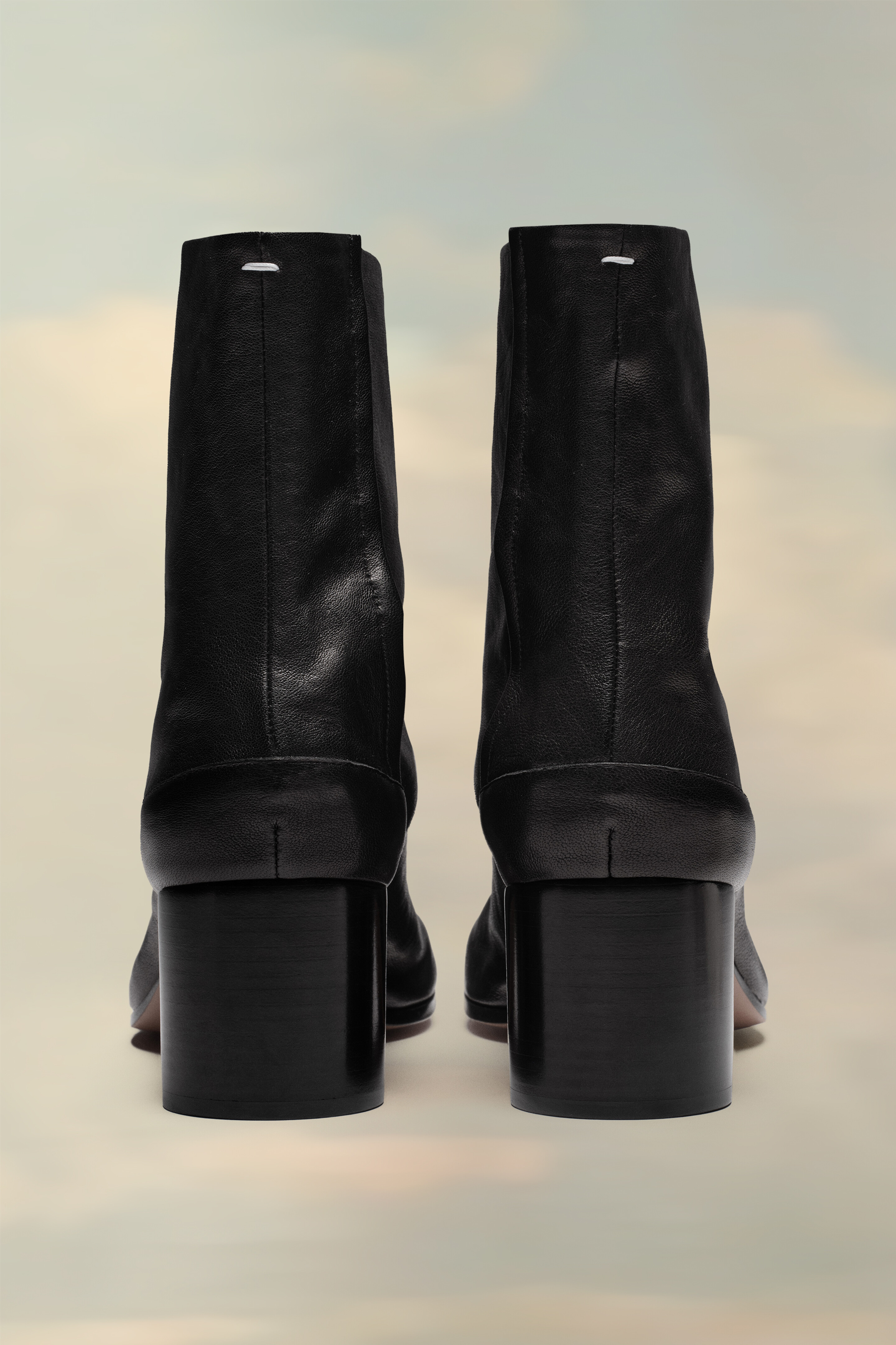 Tabi bottines en cuir vintage Noir Noir