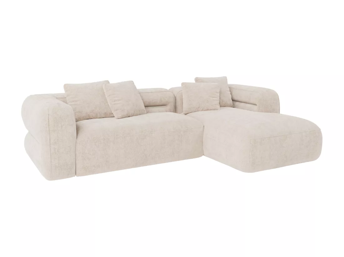 Canapé d'angle droit en tissu texturé beige TREVALIS