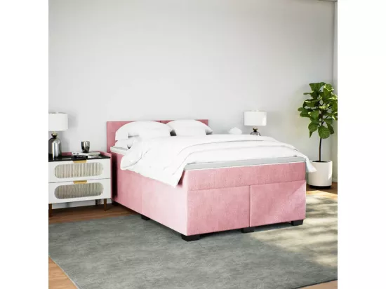 Sommier à lattes de lit avec matelas Rose 160x200 cm Velours