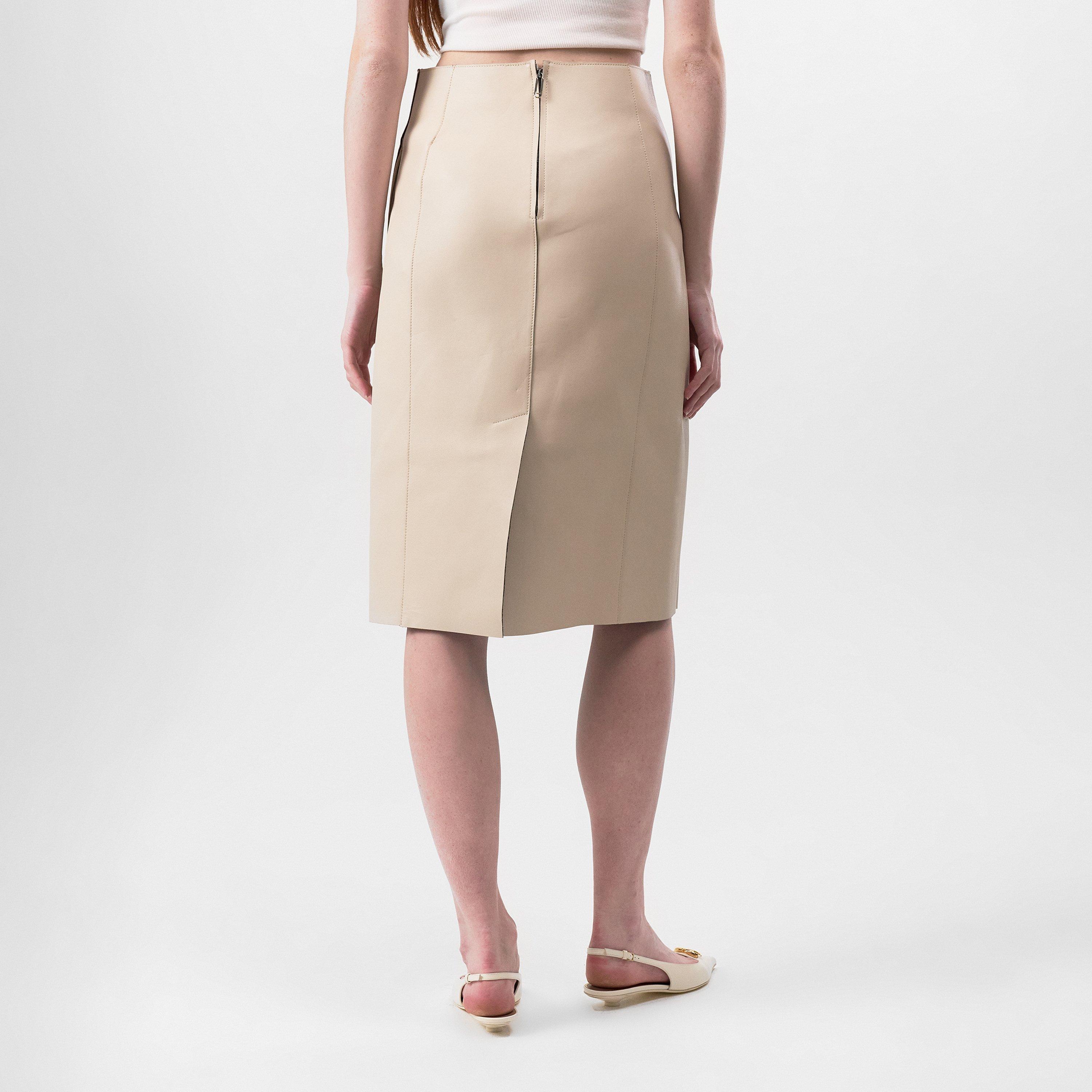 Off White Leather Skirt