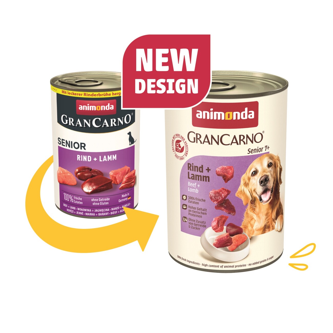 animonda GranCarno Original Nassfutter Hund Senior, Rind und Lamm 6x400 g