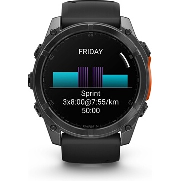 Montre connectée Garmin fenix 8 AMOLED 51mm Acier Gray avec bracelet noir