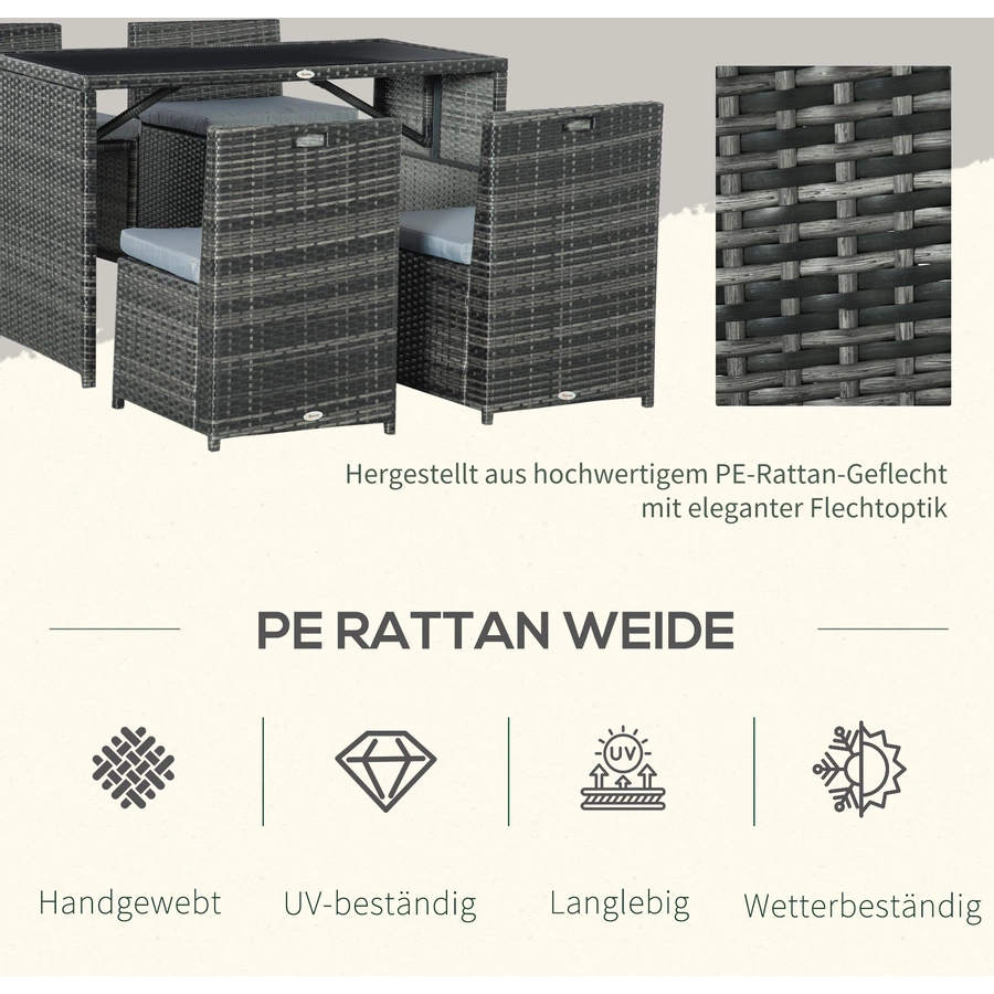 Outsunny Gartenmöbel Set mit kompaktem Design grau