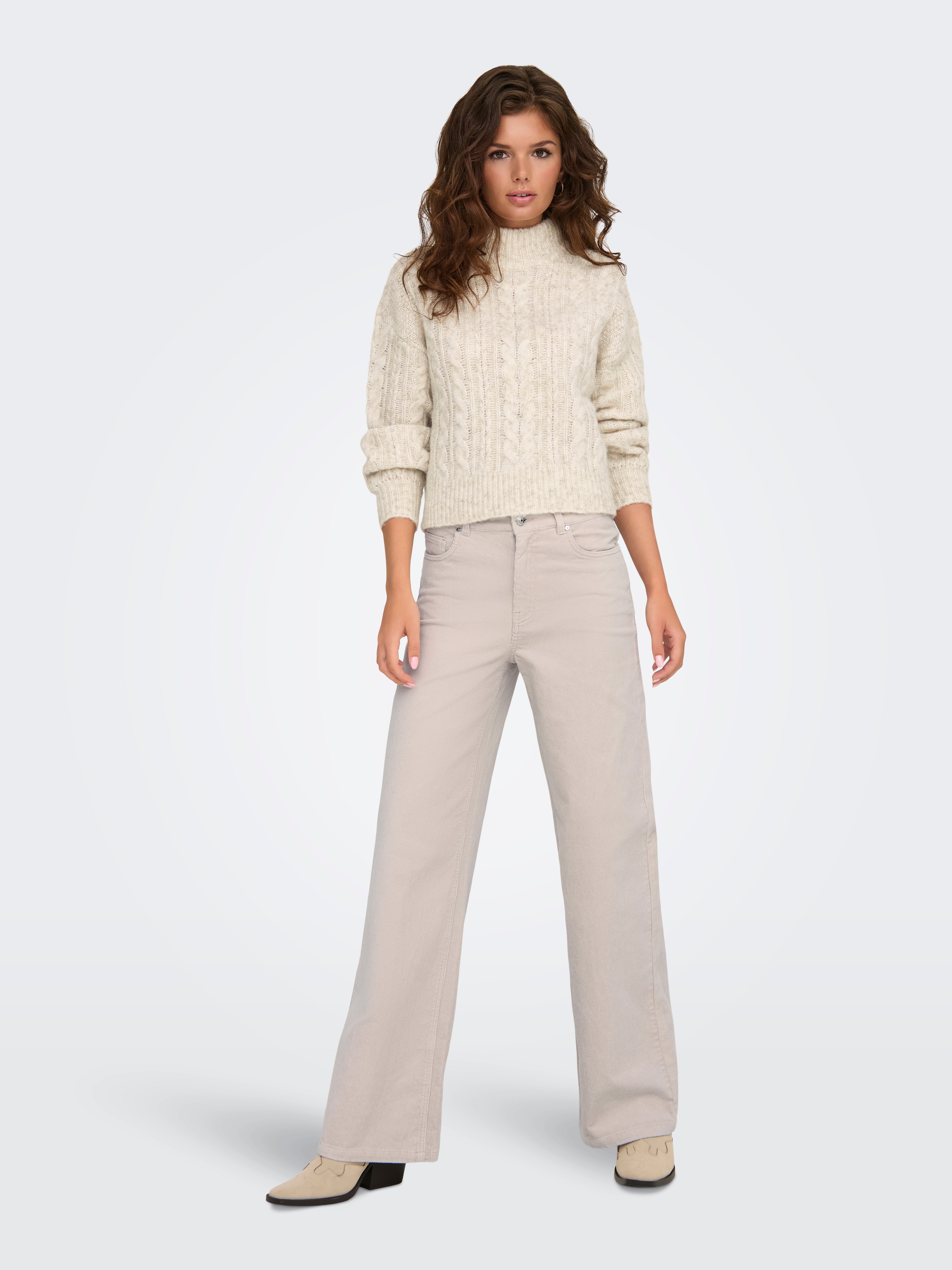 ONLMADISON-LISY Hohe Taille Weiter Beinschnitt Hose mit weitem Beinschnitt Pumice Stone