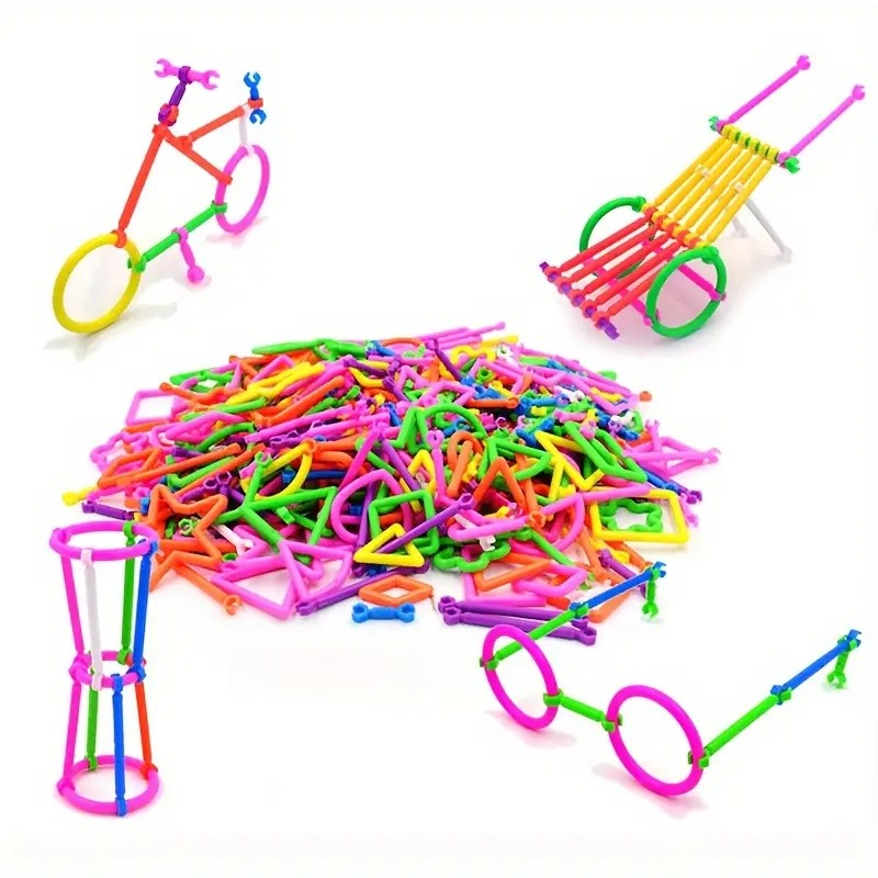 (401-tlg. Set) Kinder DIY Steck Spielzeug 3D Geometrie Lern Spiel Bausteine inkl. Aufbewahrungs Box - Assortiert