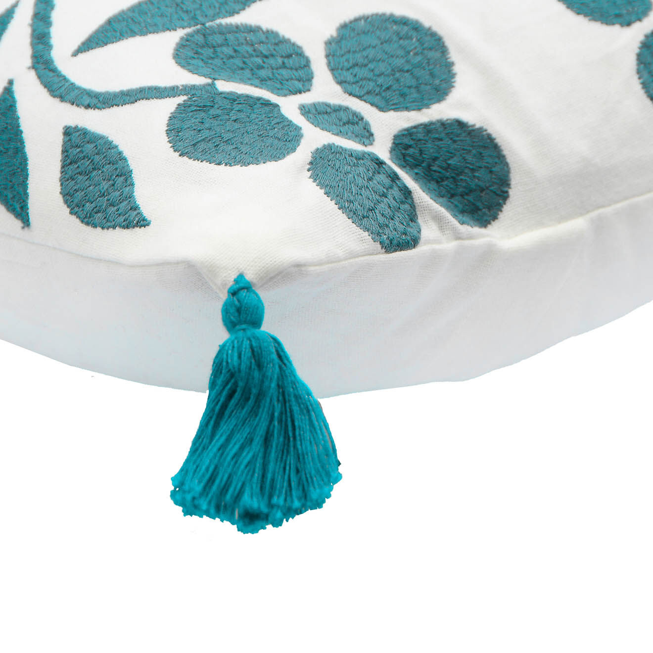 Febronie Housse de coussin Matisse brodée aqua - 50x30 cm