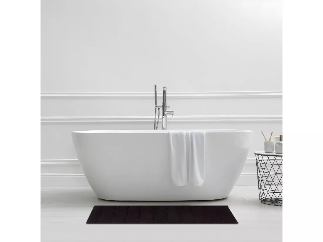Tapis de bain rectangulaire en coton uni tonka 60x120cm