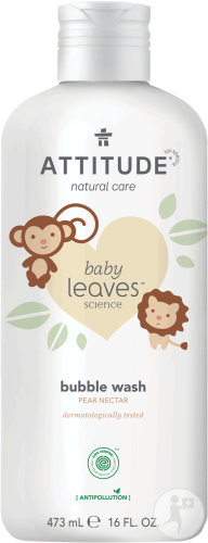 Attitude Baby Leaves Bain Moussant Nettoyant Naturel Nectar De Poire Flacon 473ml