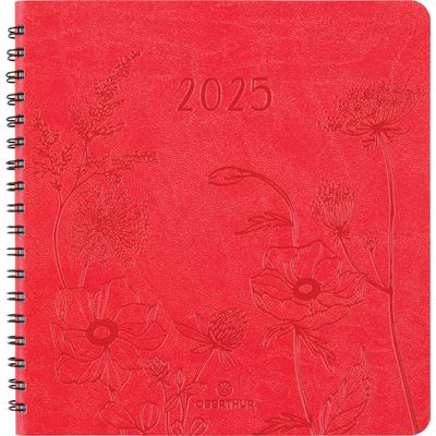 Agenda à spirale Primrose - 1 semaine sur 2 pages - 16,5 x 16,5 cm - corail - Oberthur
