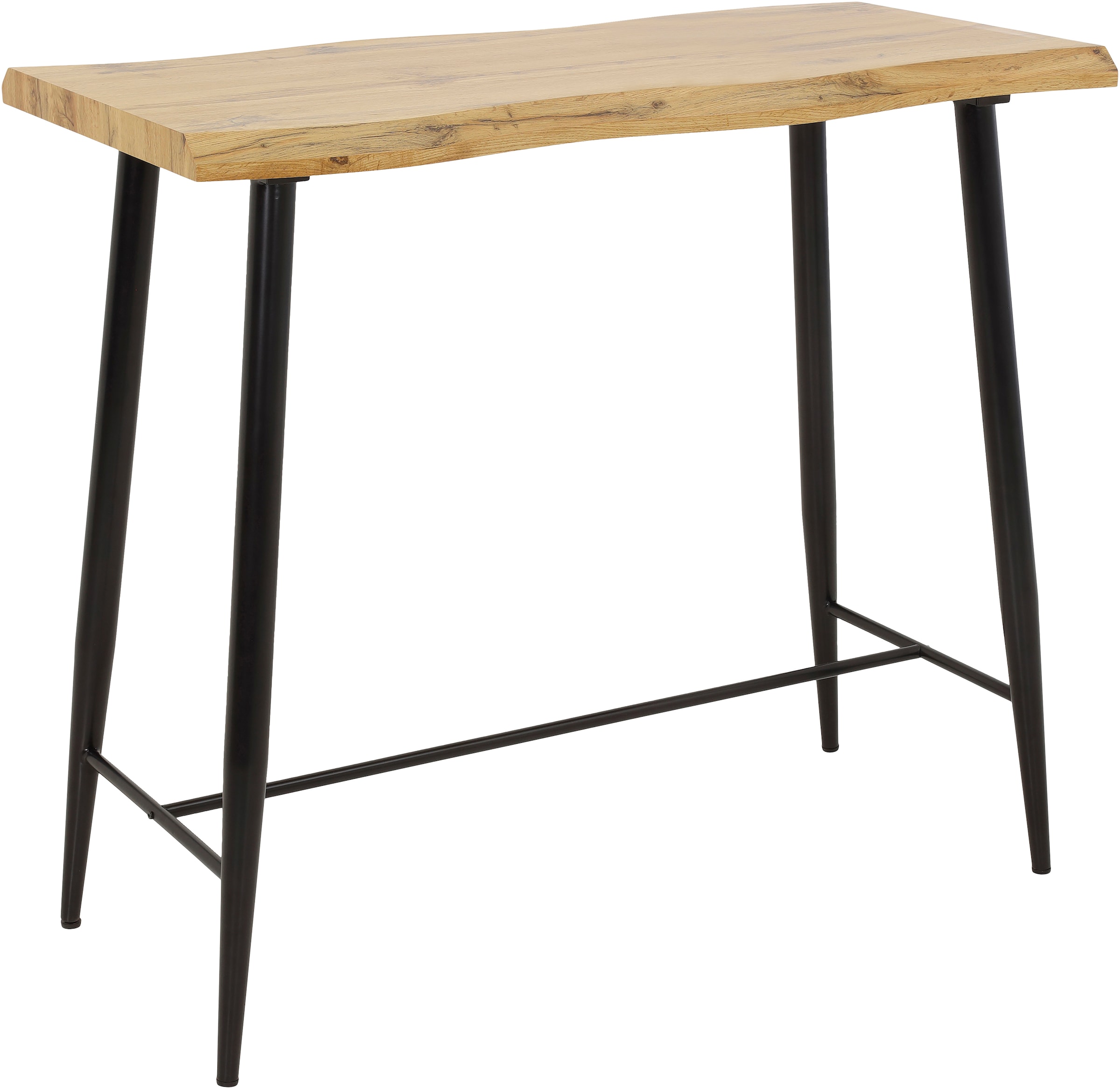 HELA Bartisch »GABI« Baumkantentisch, 120 cm Breite, Industrial Design, Wildeiche oder Grau