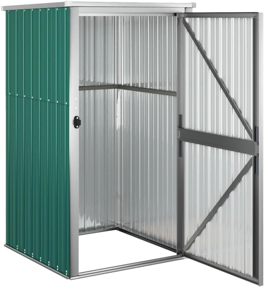 Geräteschuppen Gerätehaus Gartenhaus Garten Werkzeug Schuppen Lagerschuppen Geräteschrank Verzinkter Stahl Grün,88 x 89 x 161 cm