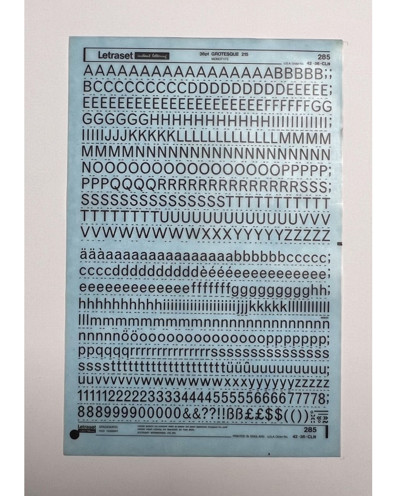 Letraset 285 - GROTESQUE 215 -36pt