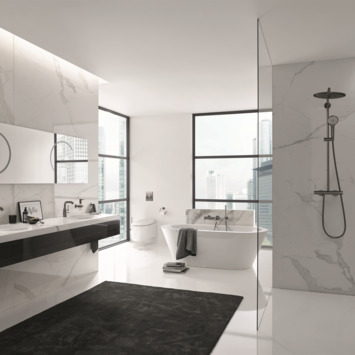 GROHE wastafelkraan Essence M-size met hendel en waste Hard Graphite