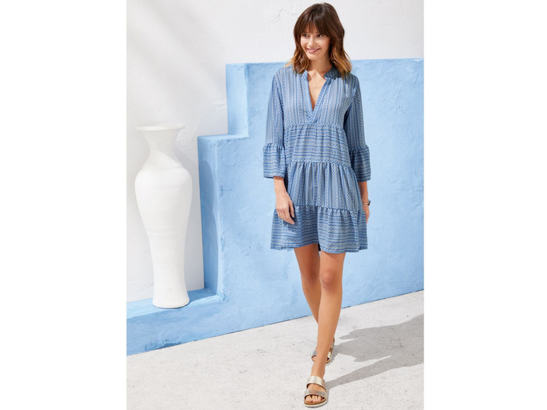 Tuniek voor dames, V-hals, polyester en elastaan