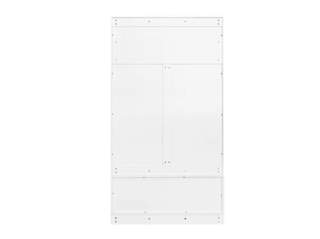 Vestiaire / Meuble d'entrée avec 2 portes et porte-manteau - 101.5 x 47 x 183 cm - Panneaux de particules - Blanc