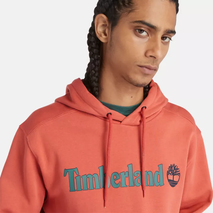 Sweat à capuche et logo linéaire pour homme en rouge