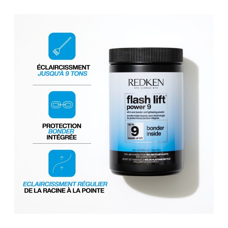 Poudre éclaircissante 9 tons avec bonder intégré Blonde Idol Flash Lift Redken 500g